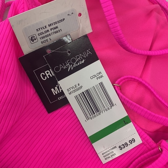 CALIFORNIA Waves Ribbed Side Tie 1 Piece Swimsuit - Picture 7 of 8